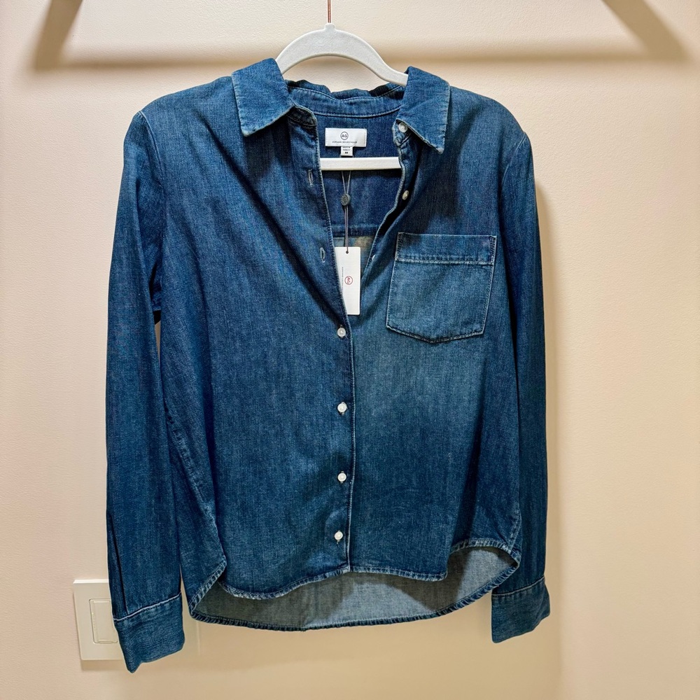 AG Adriano Goldschmied Blue Denim Button Down Shirt